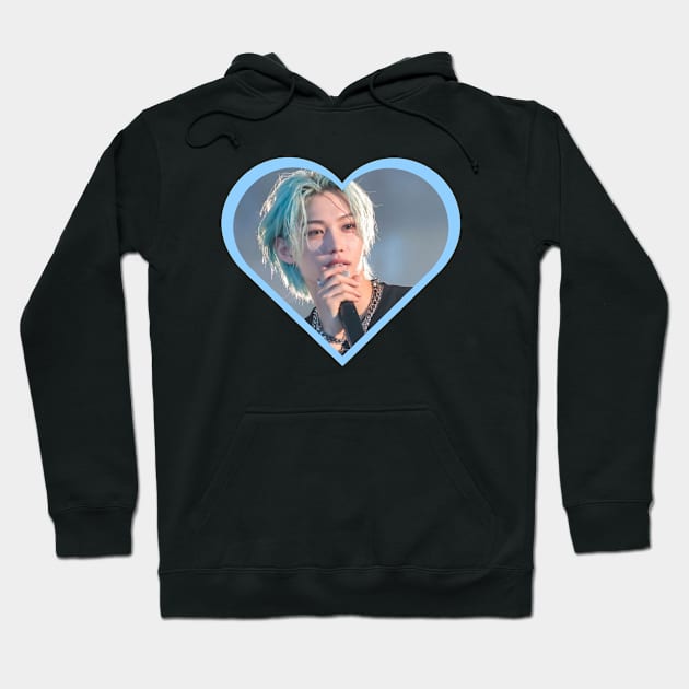 Kpop Stray Kids Felix Blue Heart Hoodie by StarBunnyDesigns